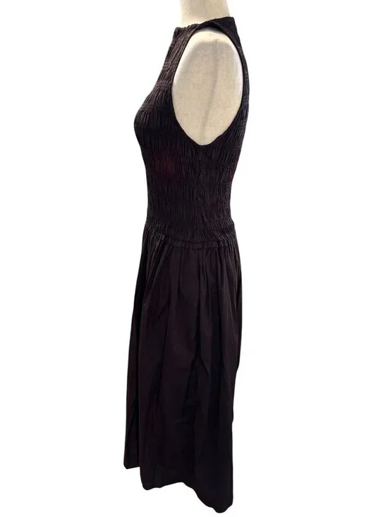 Madewell Keeran Sleeveless Dress~Size S~Molasses Brown Smocked Midi DAMAGE L7 27 - Picture 5 of 11